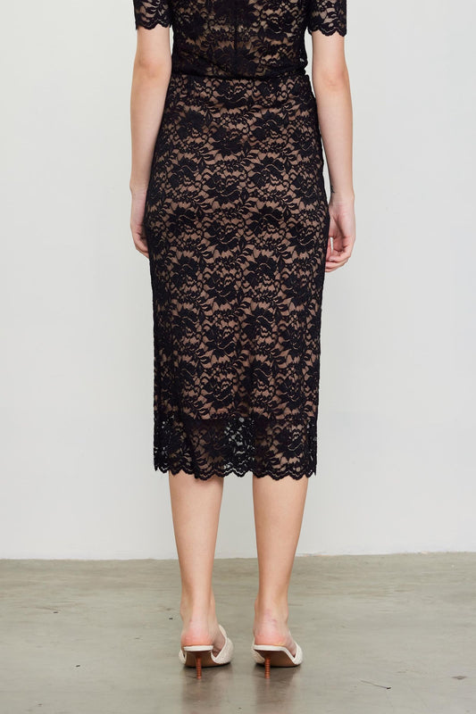 Black Lace Midi Skirt