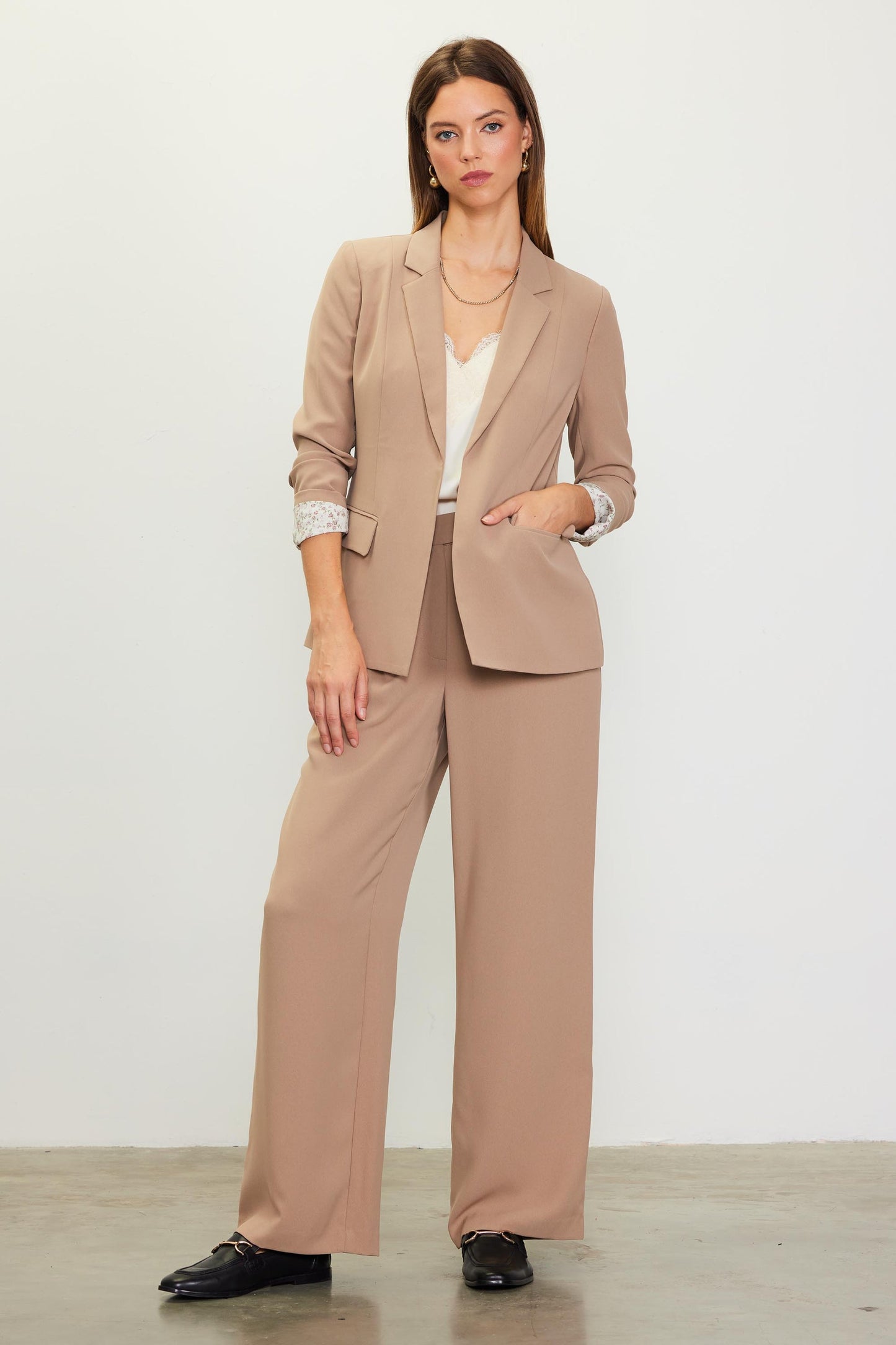 Flap Pocket Blazer- Tan