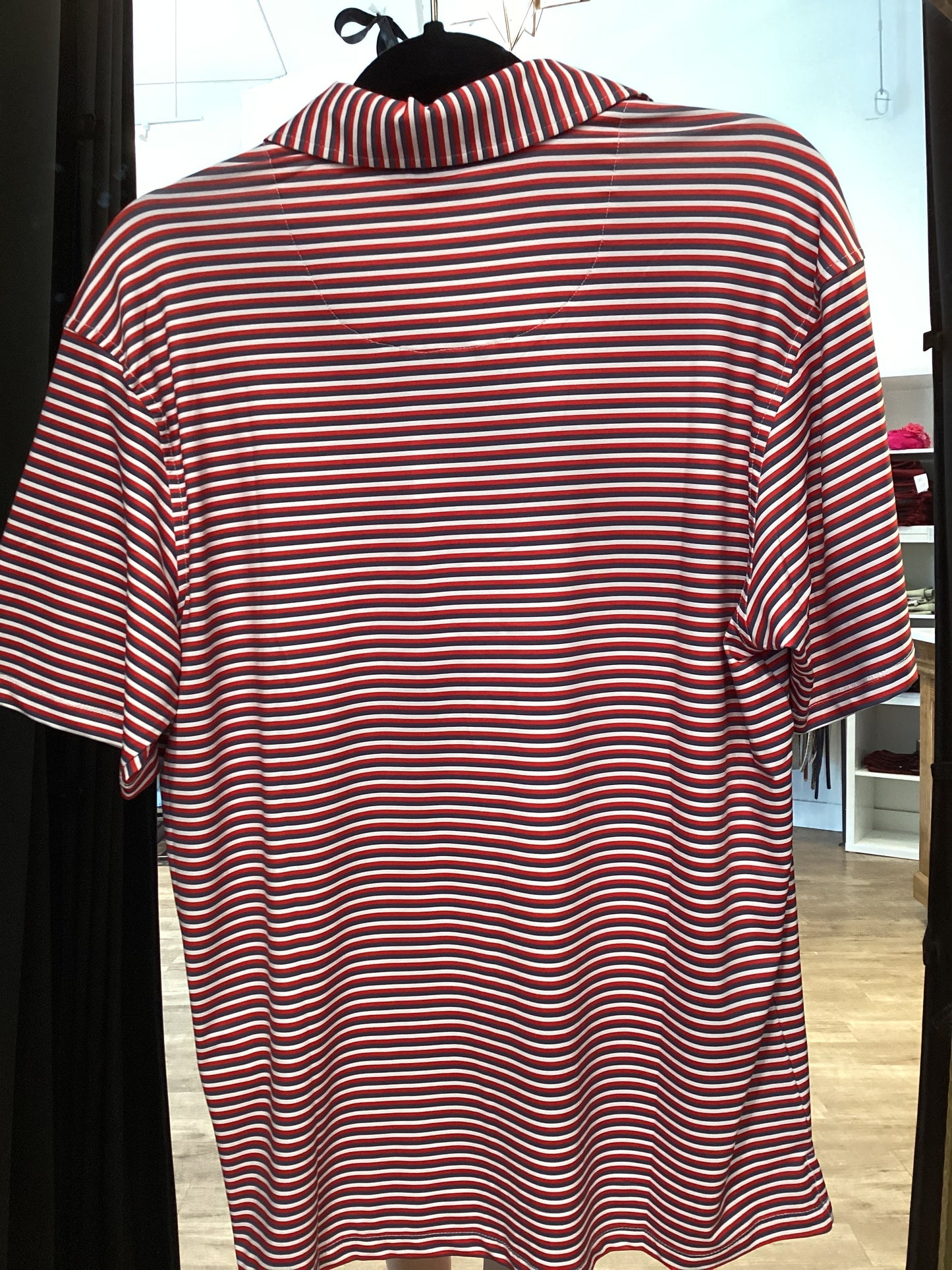 Tucker Polo- Grey & Red Stripes