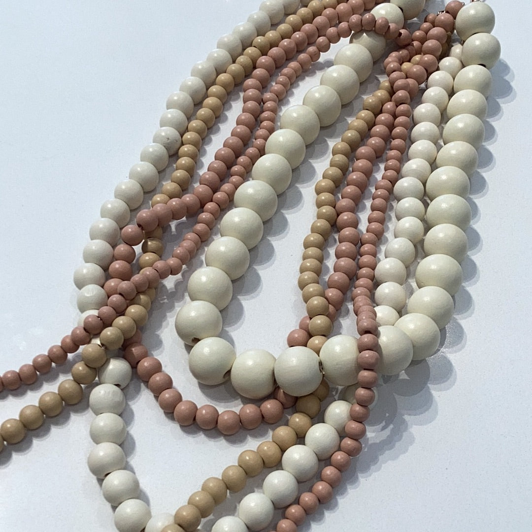 Layered Wooden Bead Necklace