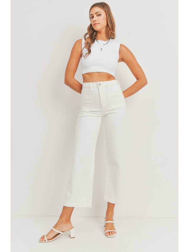 Patch Pocket Wide Leg High Rise - Off White