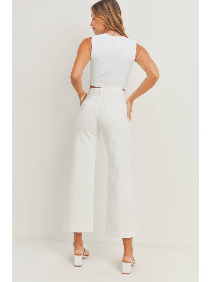 Patch Pocket Wide Leg High Rise - Off White