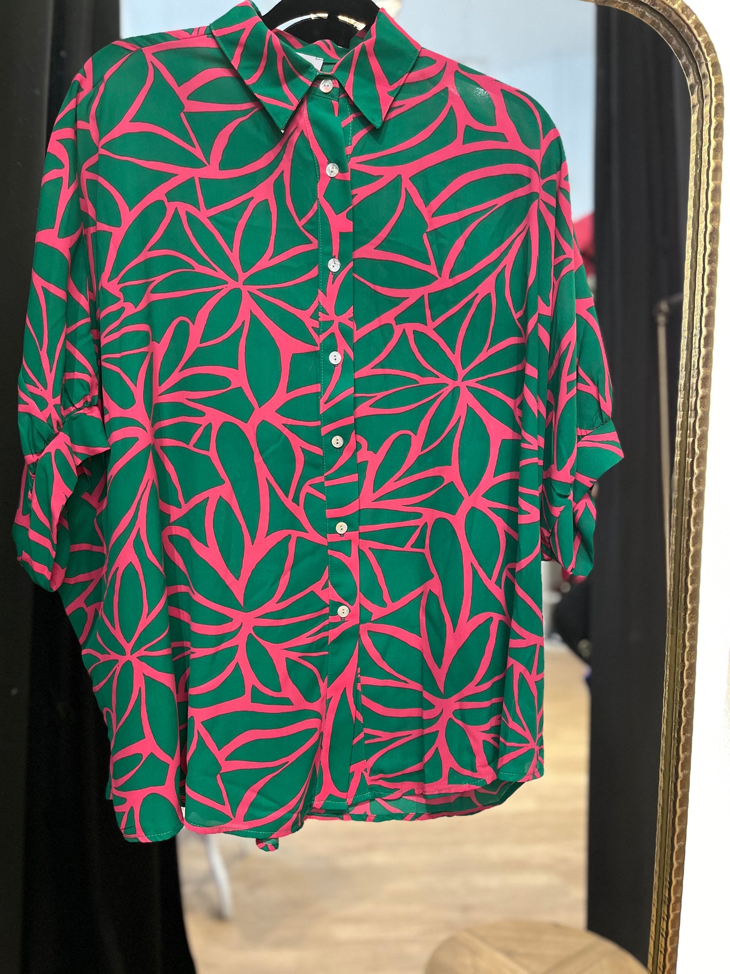 Josie Oversized Blouse- Green Oasis