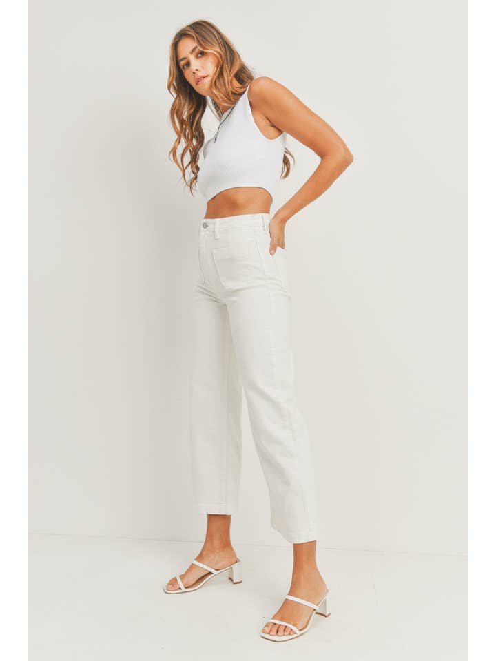 Patch Pocket Wide Leg High Rise - Off White