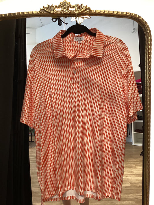 Men’s Beau Polo- Orange Dinosaurs