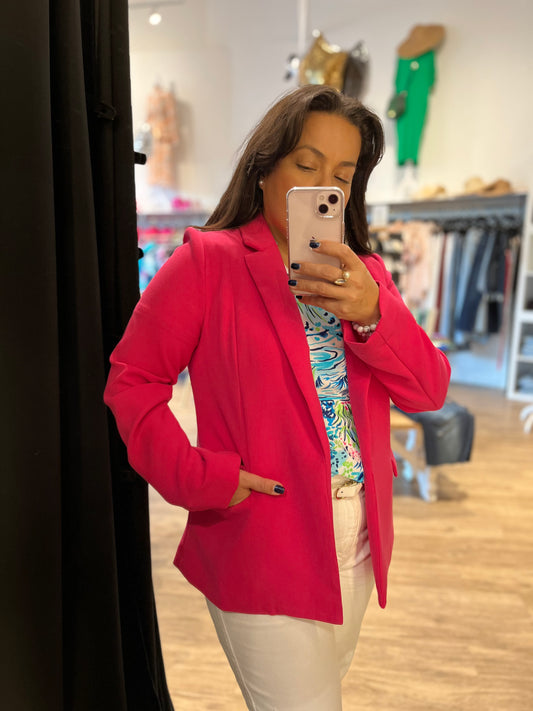 Flap Pocket Blazer- Peony Pink