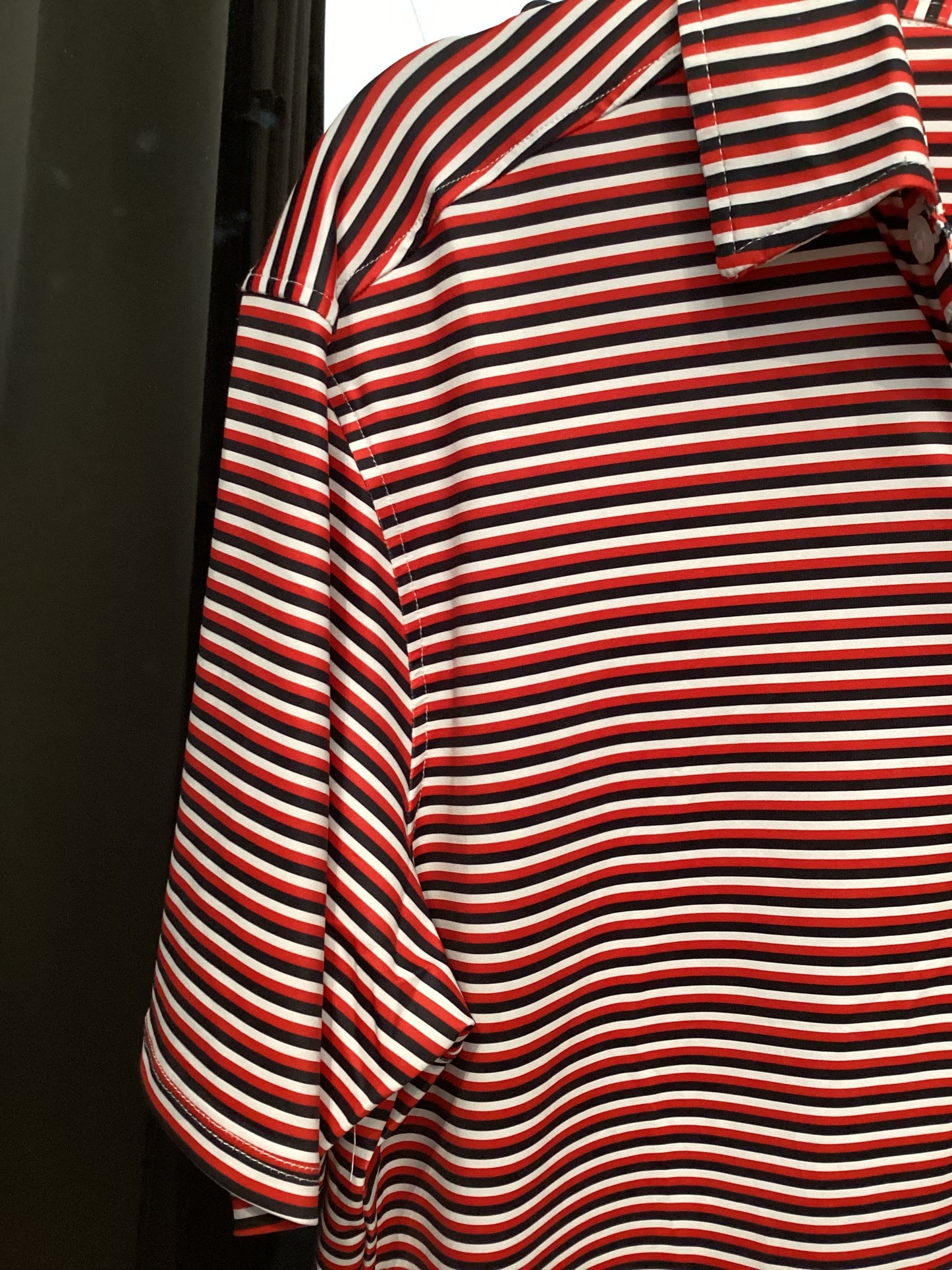 Tucker Polo- Black & Red Stripes