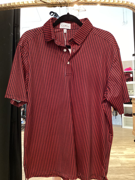 Men’s Beau Polo- Red Dinosaurs