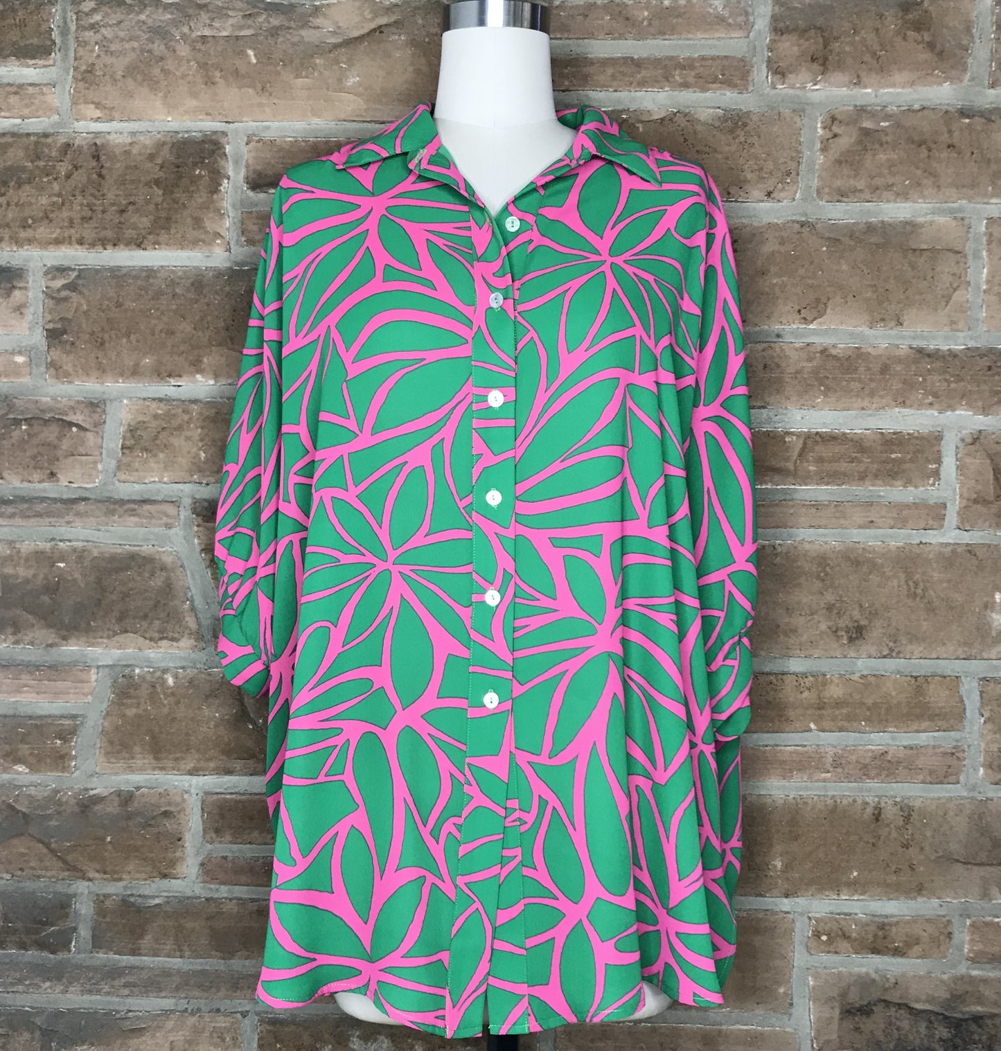 Josie Oversized Blouse- Green Oasis