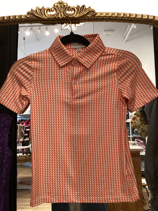 Kid’s Beau Polo- Orange Dinosaurs