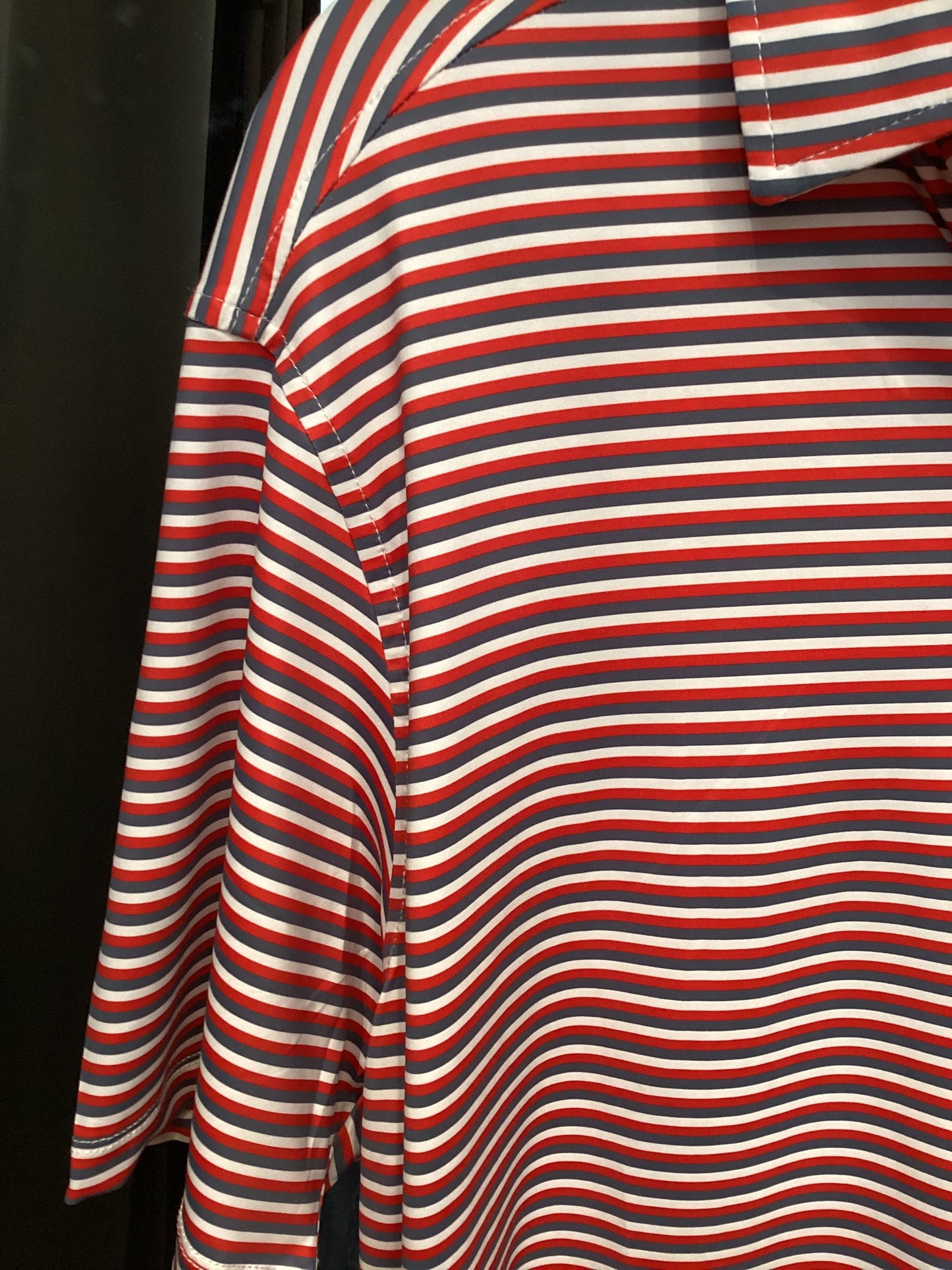 Tucker Polo- Grey & Red Stripes