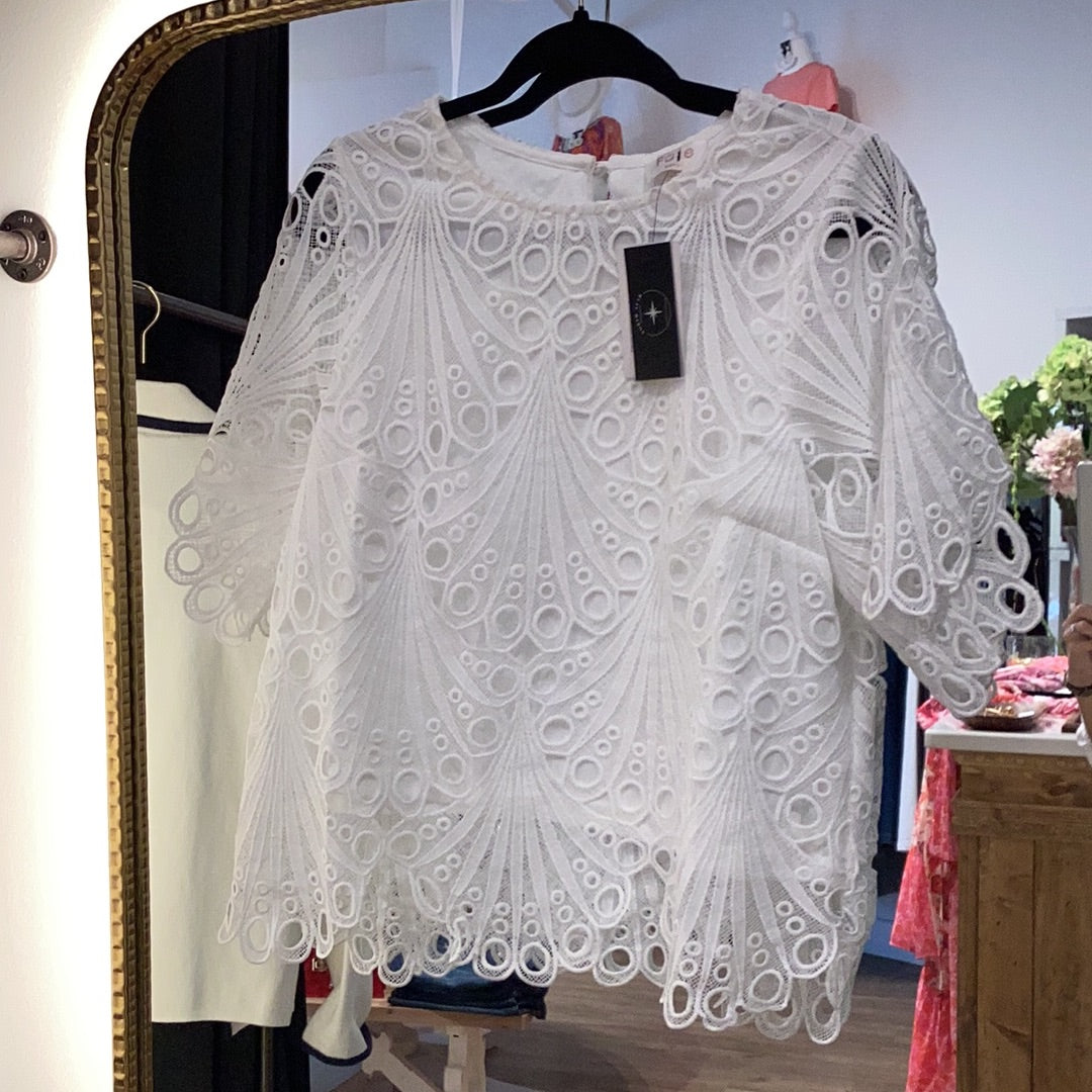 Scallop Edge Lace Top - White