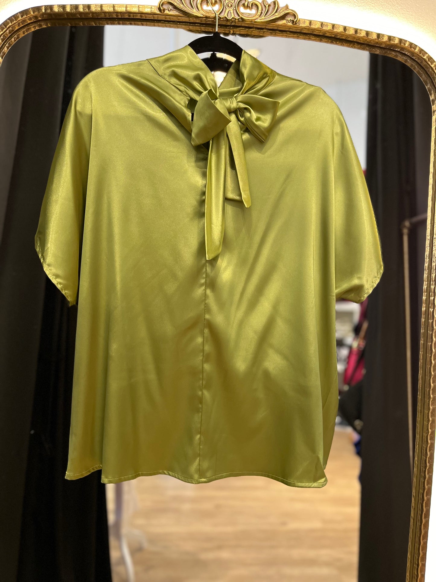 Sarah Silk Blouse-Light Olive