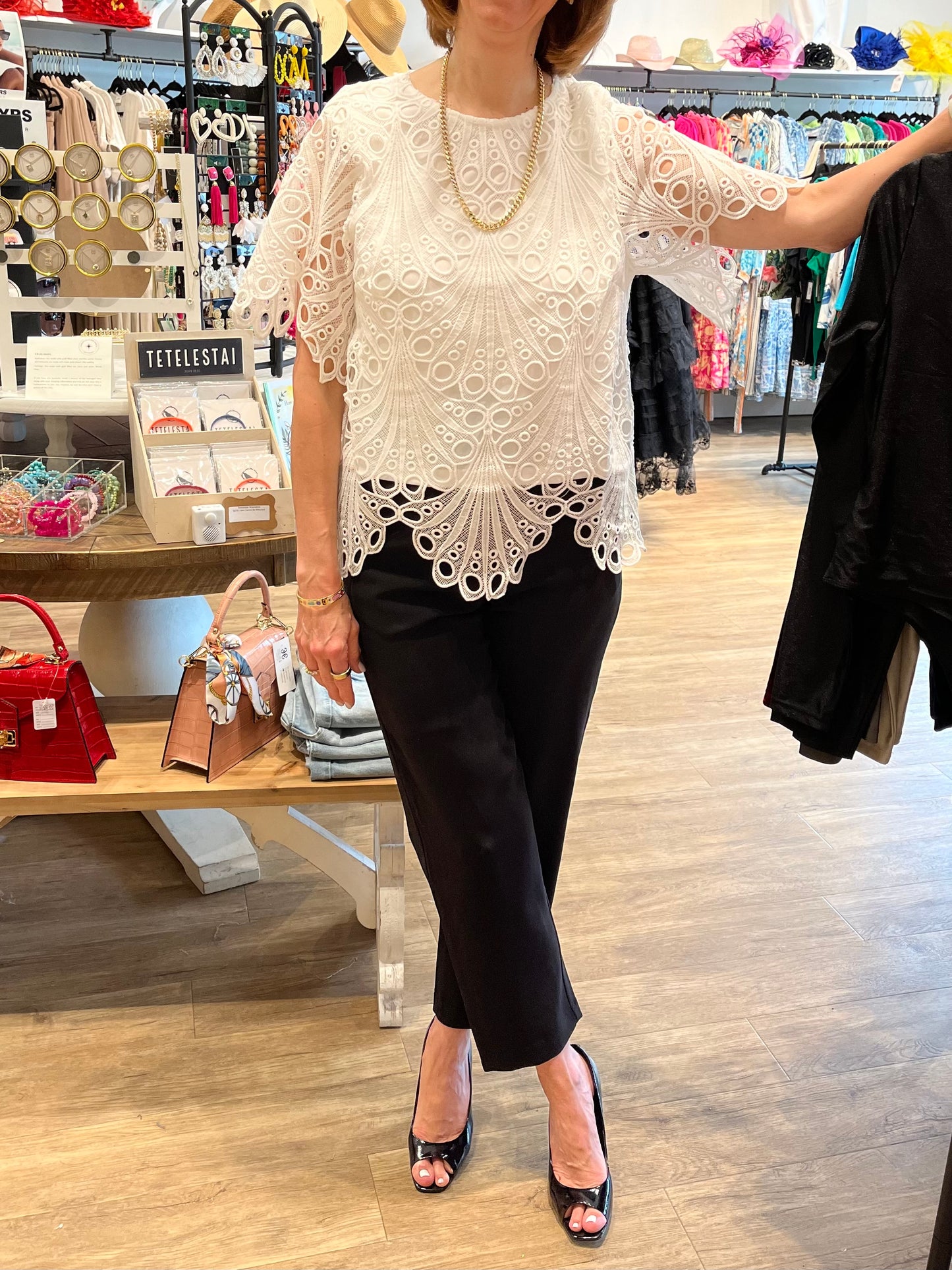 Scallop Edge Lace Top - White