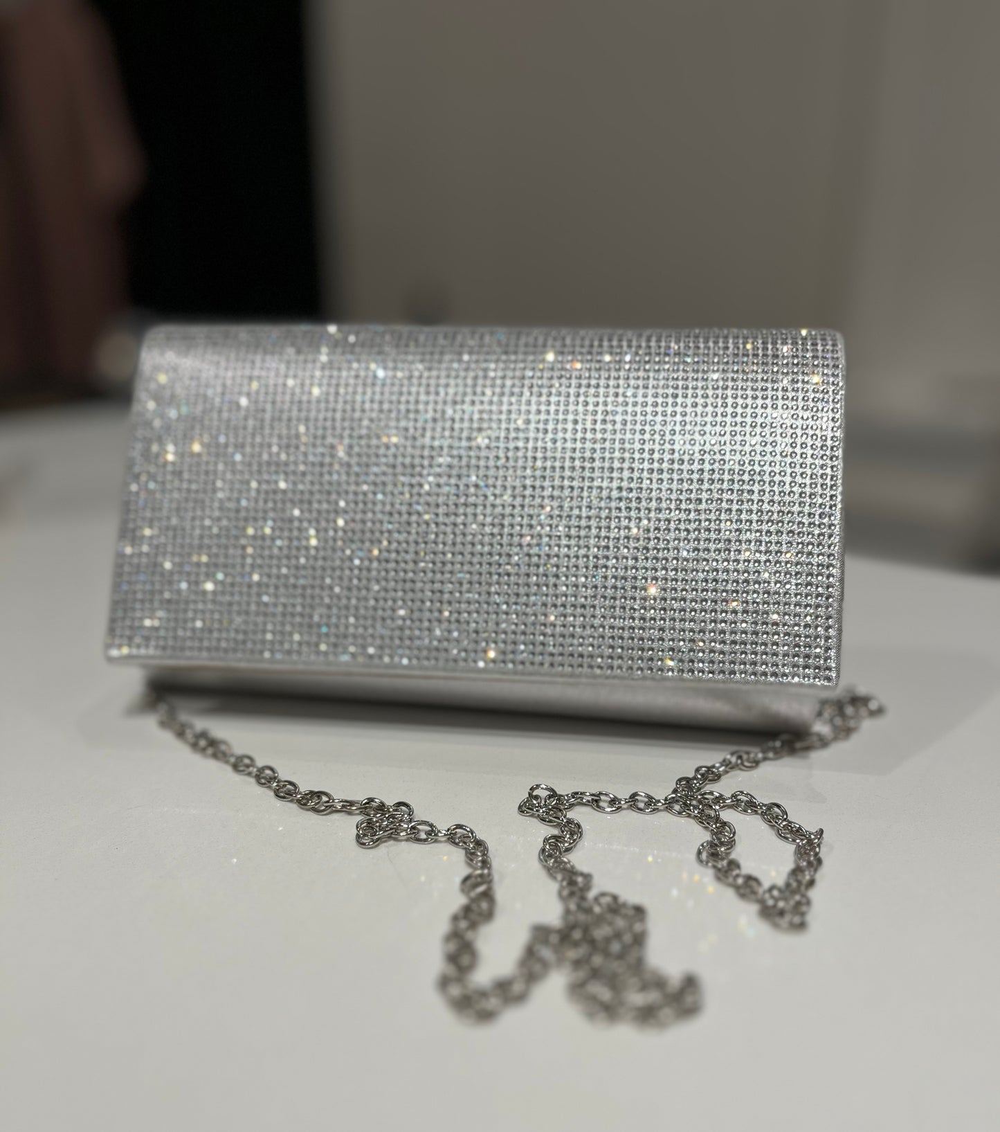 Rhinestone Evening Clutch-Silver