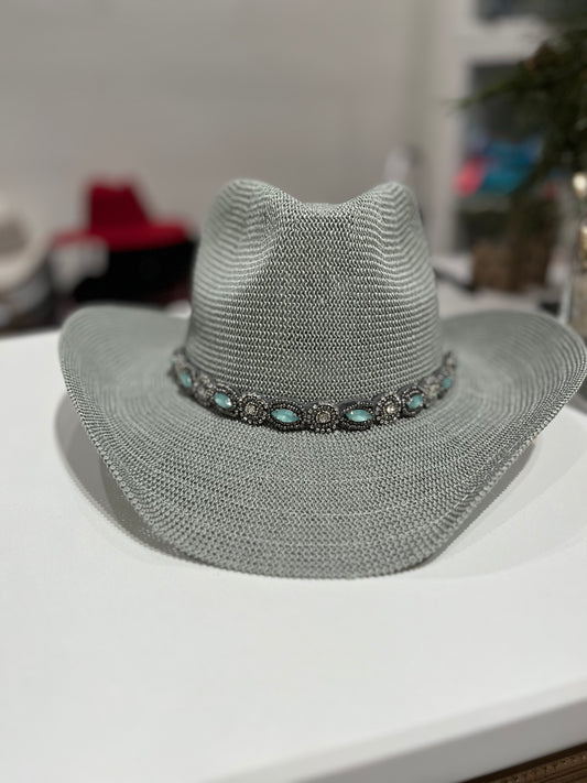 Della Cowgirl Hat with Pearl & Rhinestone Band