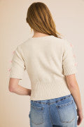 Jamie Knit Sweater - Cream w/ Pink Bows