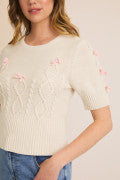 Jamie Knit Sweater - Cream w/ Pink Bows