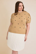 Mary-Helen’s Heart Sweater - Taupe/Black