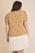 Mary-Helen’s Heart Sweater - Taupe/Black