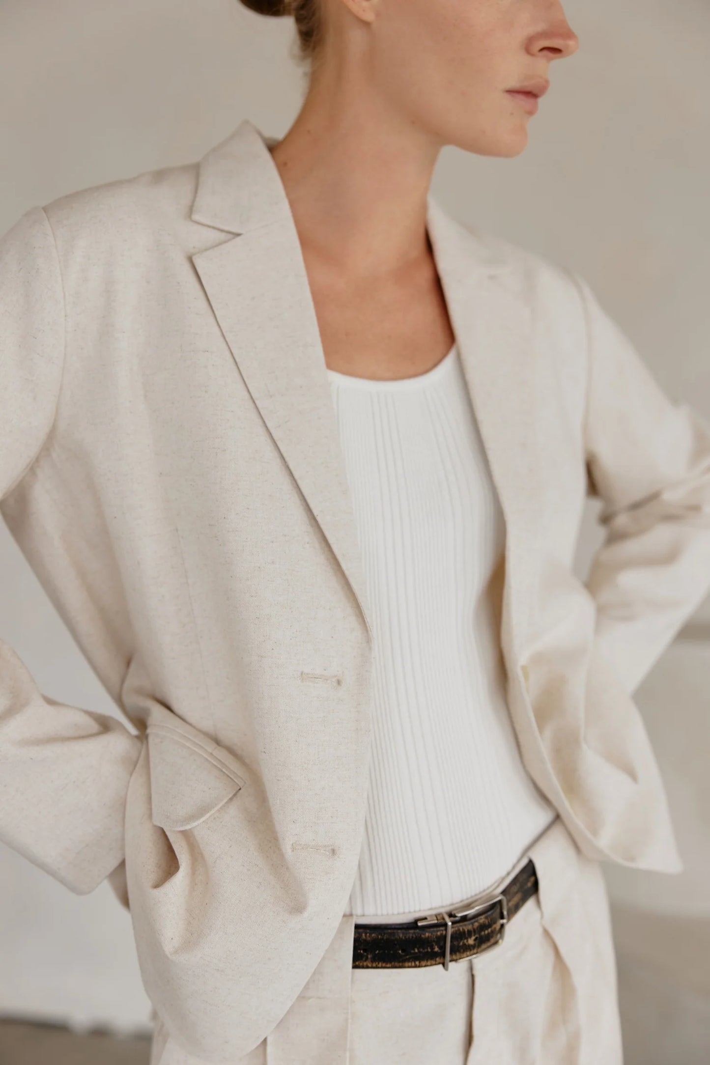 Claudia Blazer Linen Mix - Natural