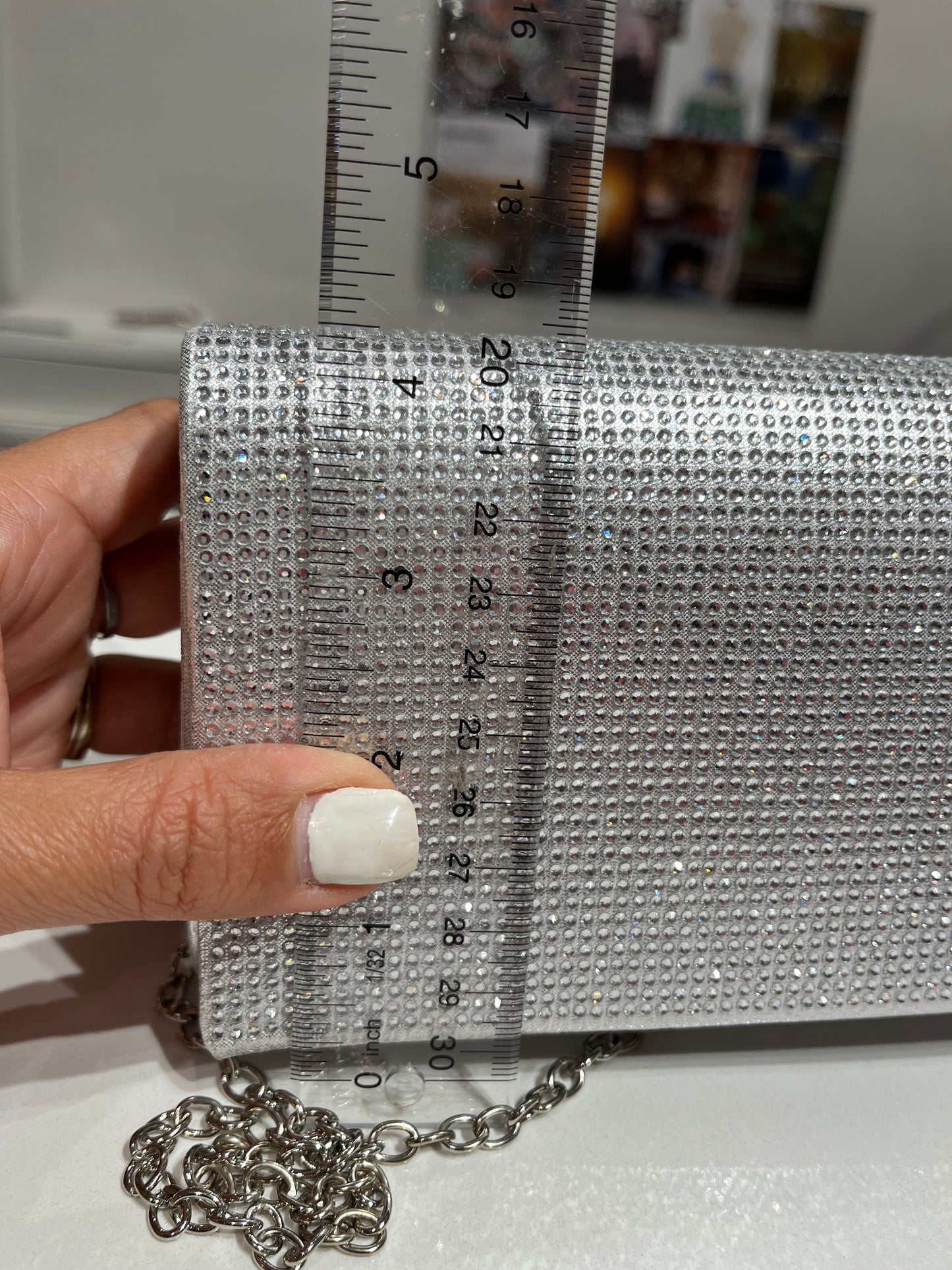 Rhinestone Evening Clutch-Silver