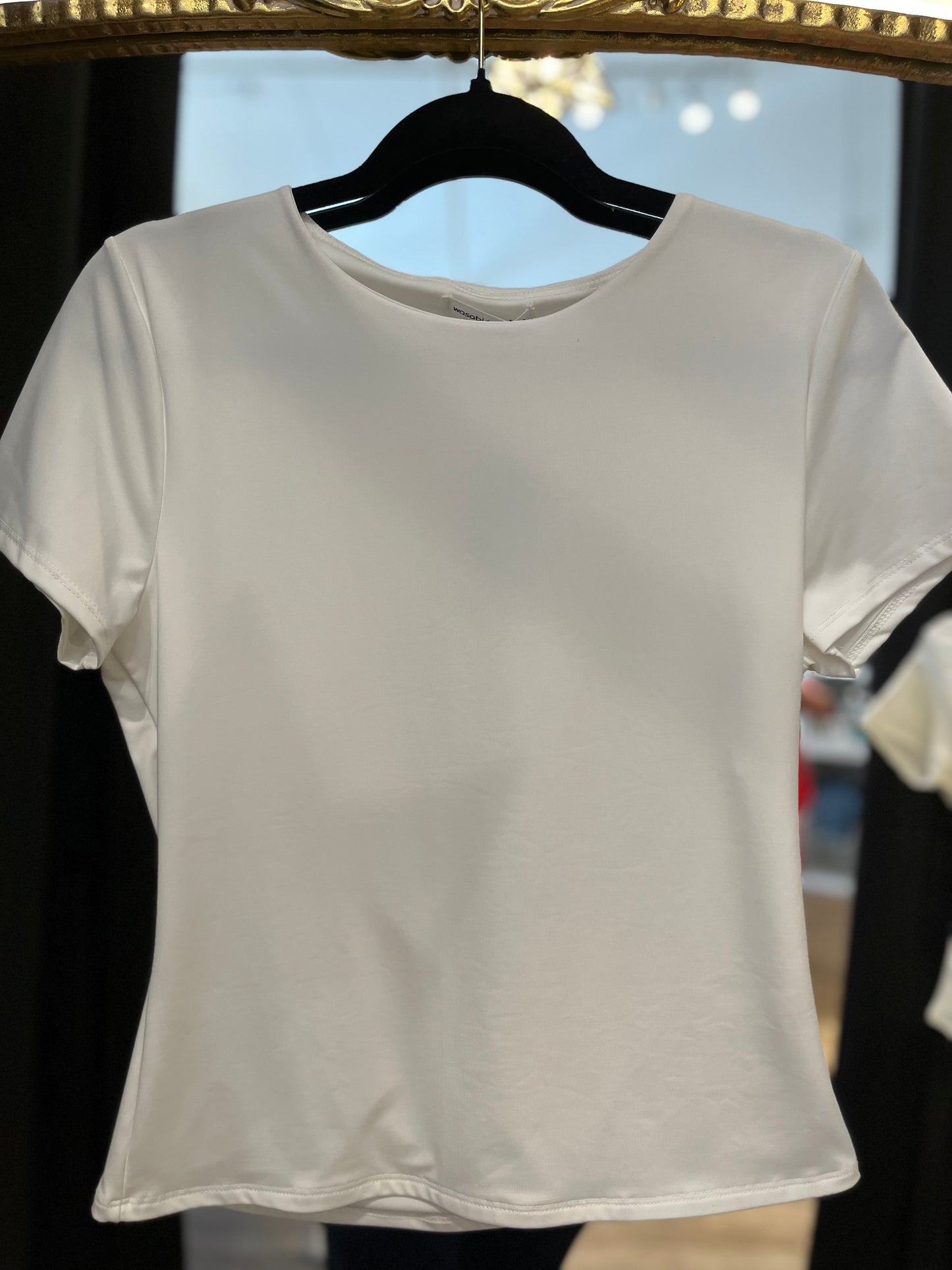 White Round Neck Top