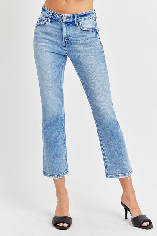 Low Rise Crop Slim Straight- Medium Denim