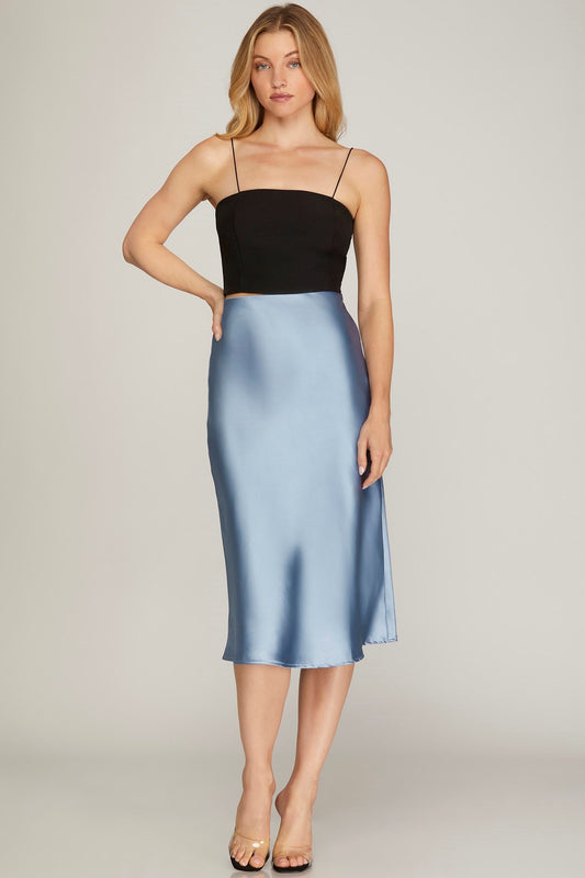 Georgina Midi Skirt- Dusty Blue