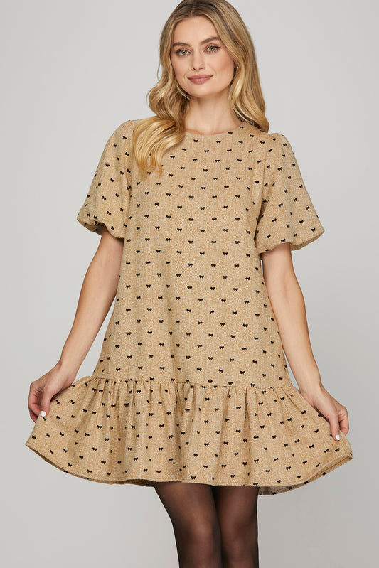 Nellie Mini Dress- Taupe