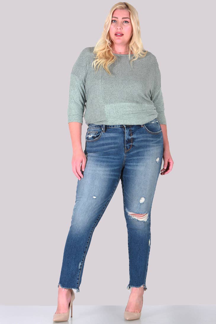 High Rise Relaxed Skinny Ripped Denim