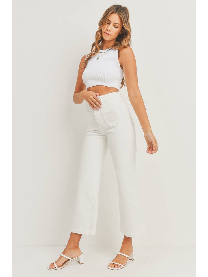 Patch Pocket Wide Leg High Rise - Off White