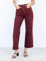 Patch Pocket Wide Leg High Rise-Mauve