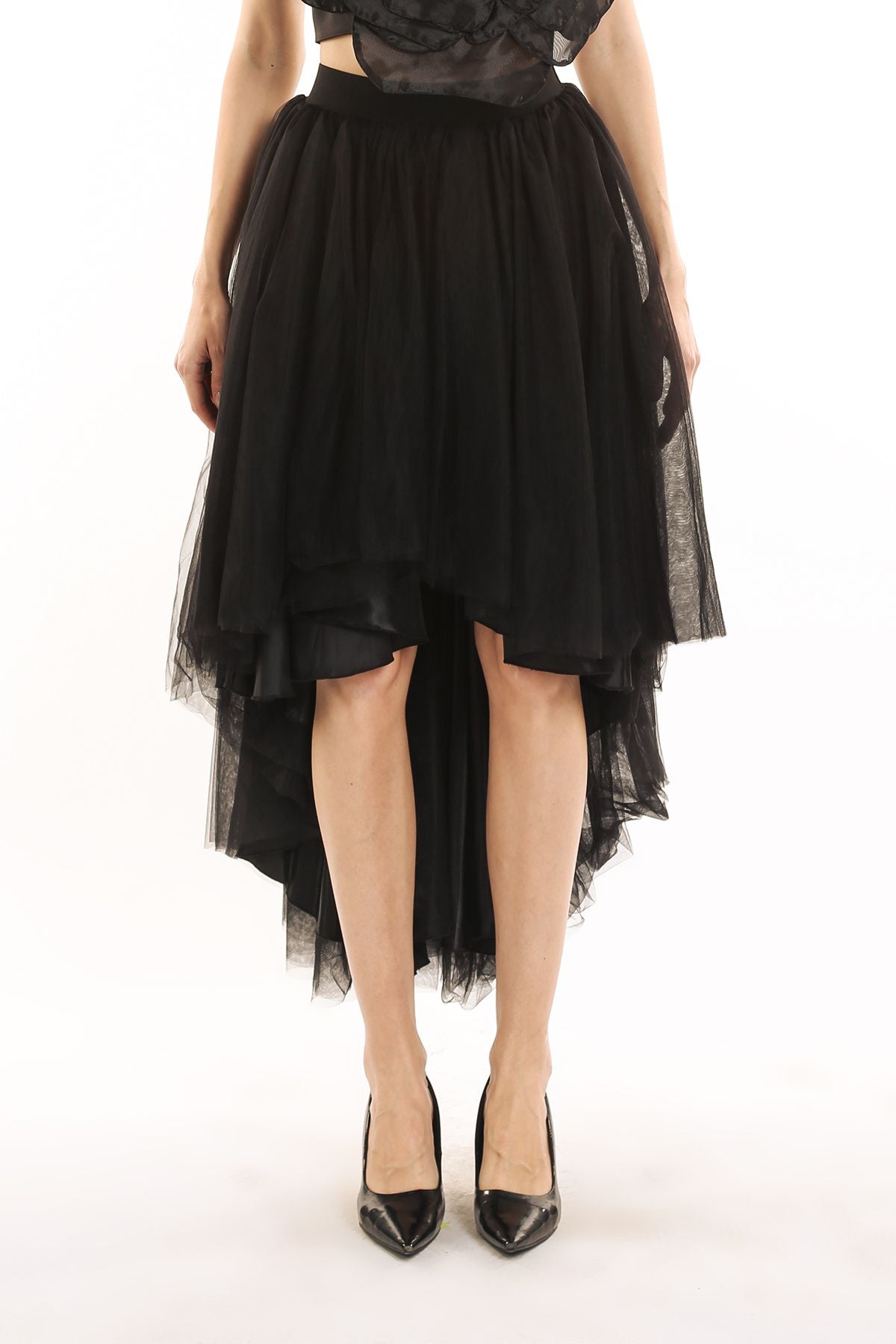 Black Tulle High/Low Skirt